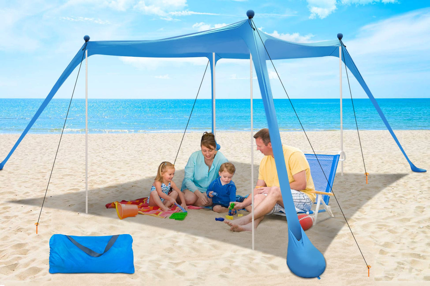 Beach Tent Beach Canopy Beach Shade Extra Windproof Rope Stable Sun Protection Easy Set up
