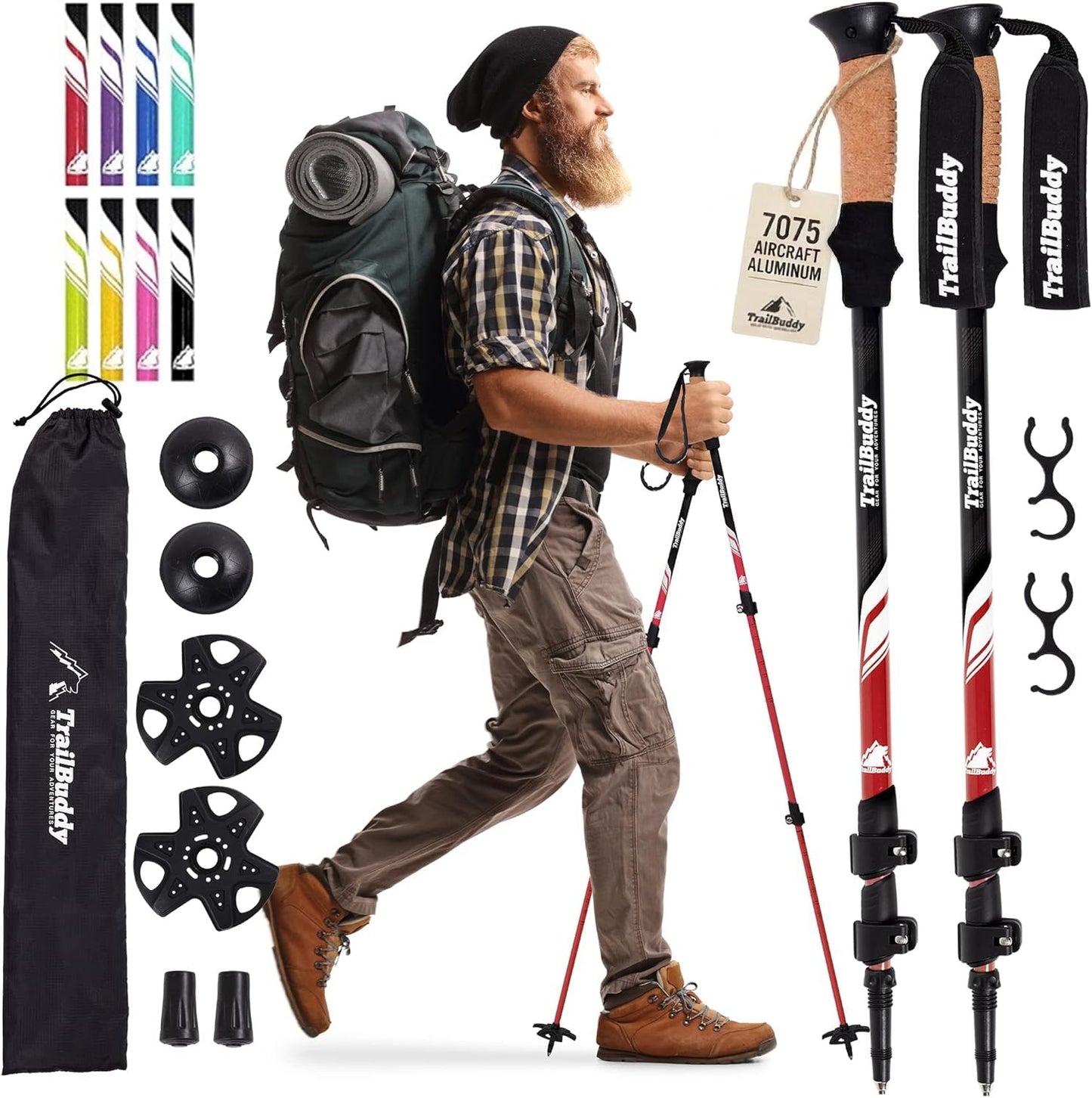 Lightweight Collapsible Trekking Poles for Hiking, Travel & Outdoor Support