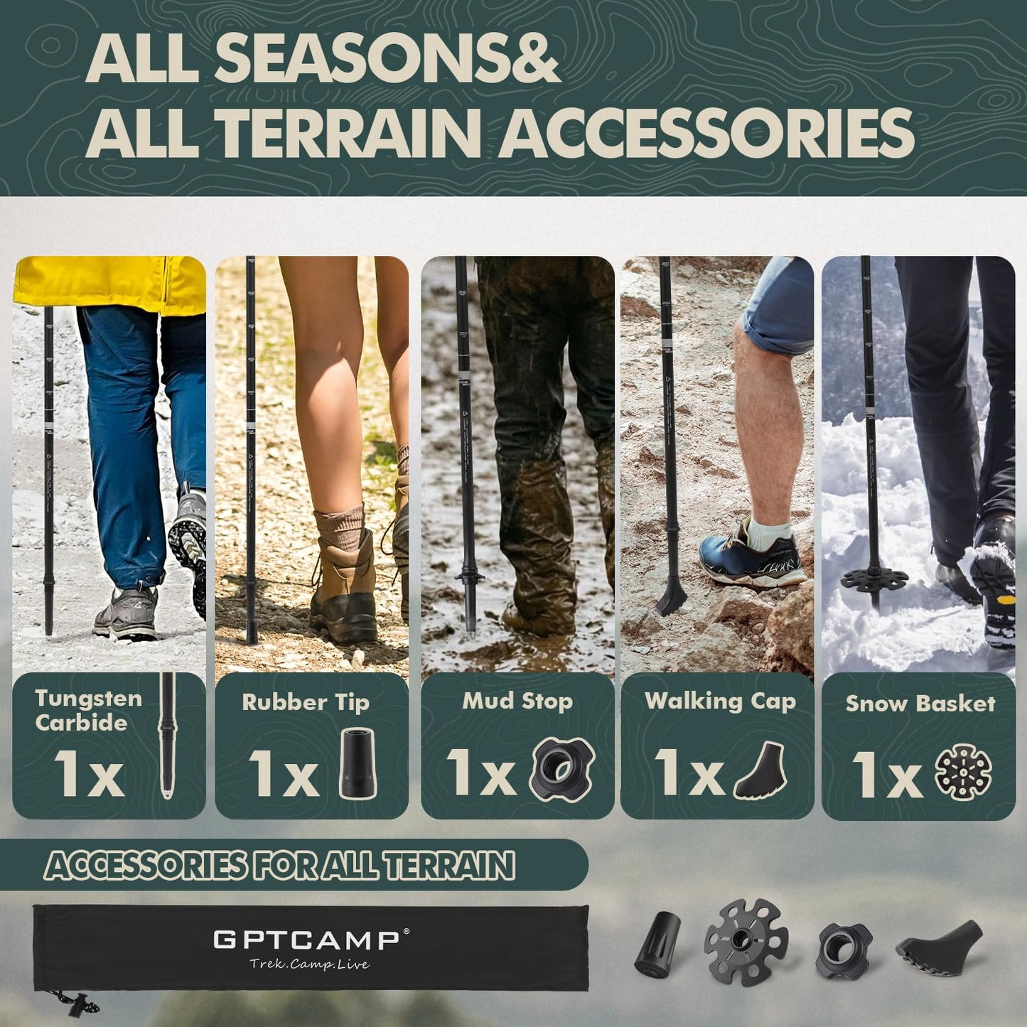 Collapsible Adjustable Trekking Pole with EVA Foam Grip for Hiking & Travel