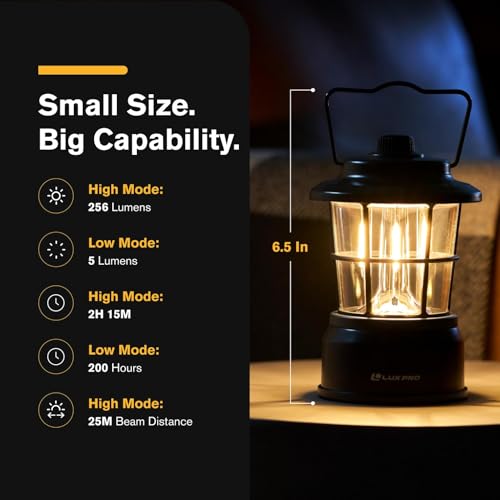 Retro LED Camping Lantern with Water-Resistant Design for Indoor & Outdoor Use