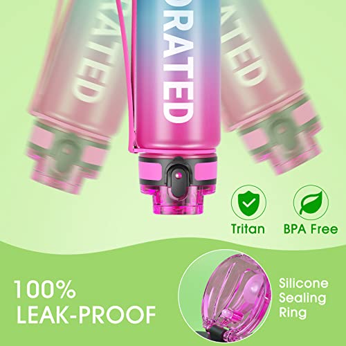 Motivational Leakproof Water Bottle with Time Marker & Wide Mouth Design