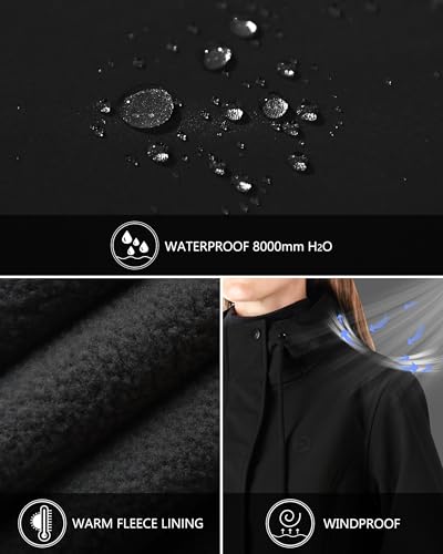 Women’s Lightweight Waterproof Fleece-Lined Softshell Rain Jacket with Hood