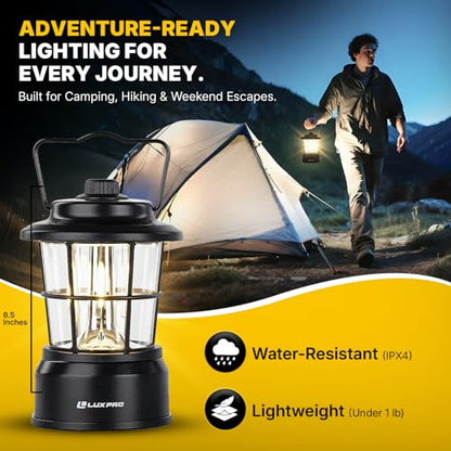 Retro LED Camping Lantern with Water-Resistant Design for Indoor & Outdoor Use