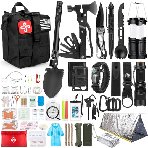 250-Piece Survival Gear & First Aid Emergency Kit with Emergency Tent & Molle Bag