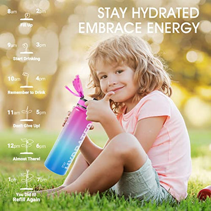 Motivational Leakproof Water Bottle with Time Marker & Wide Mouth Design