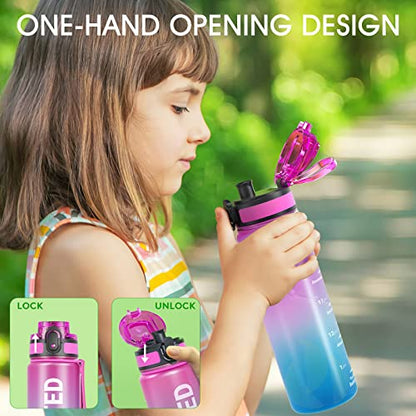 Motivational Leakproof Water Bottle with Time Marker & Wide Mouth Design
