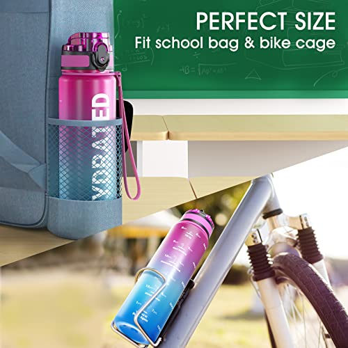 Motivational Leakproof Water Bottle with Time Marker & Wide Mouth Design