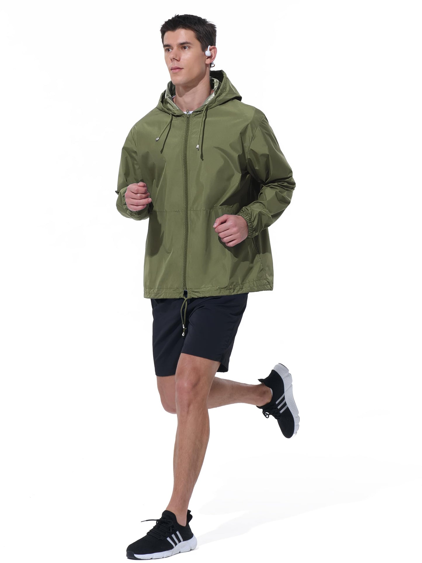Men’s Lightweight Packable Waterproof Rain Jacket with Hood for Outdoor Activities