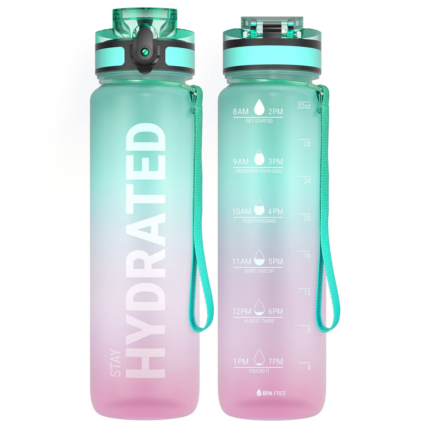Motivational Leakproof Water Bottle with Time Marker & Wide Mouth Design
