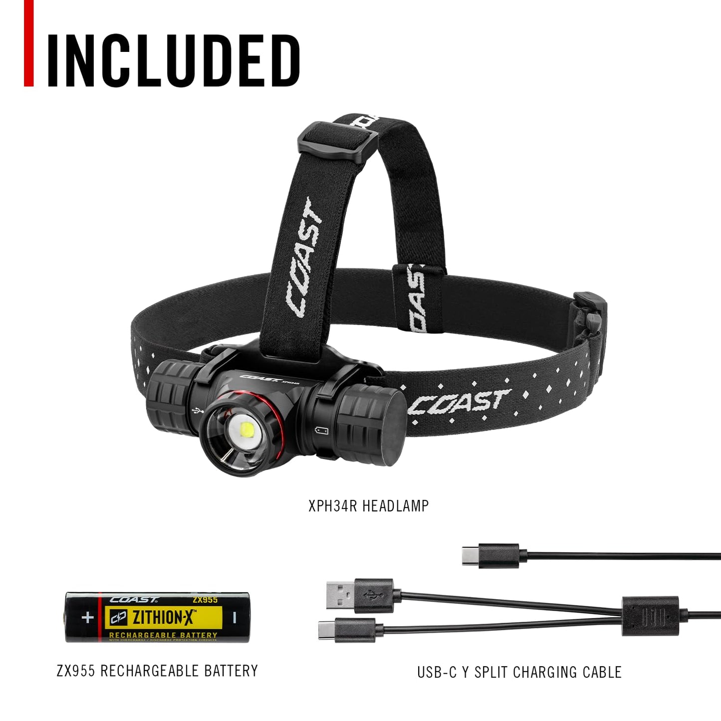 USB-C Rechargeable LED Headlamp with Adjustable Focus & Magnetic Base