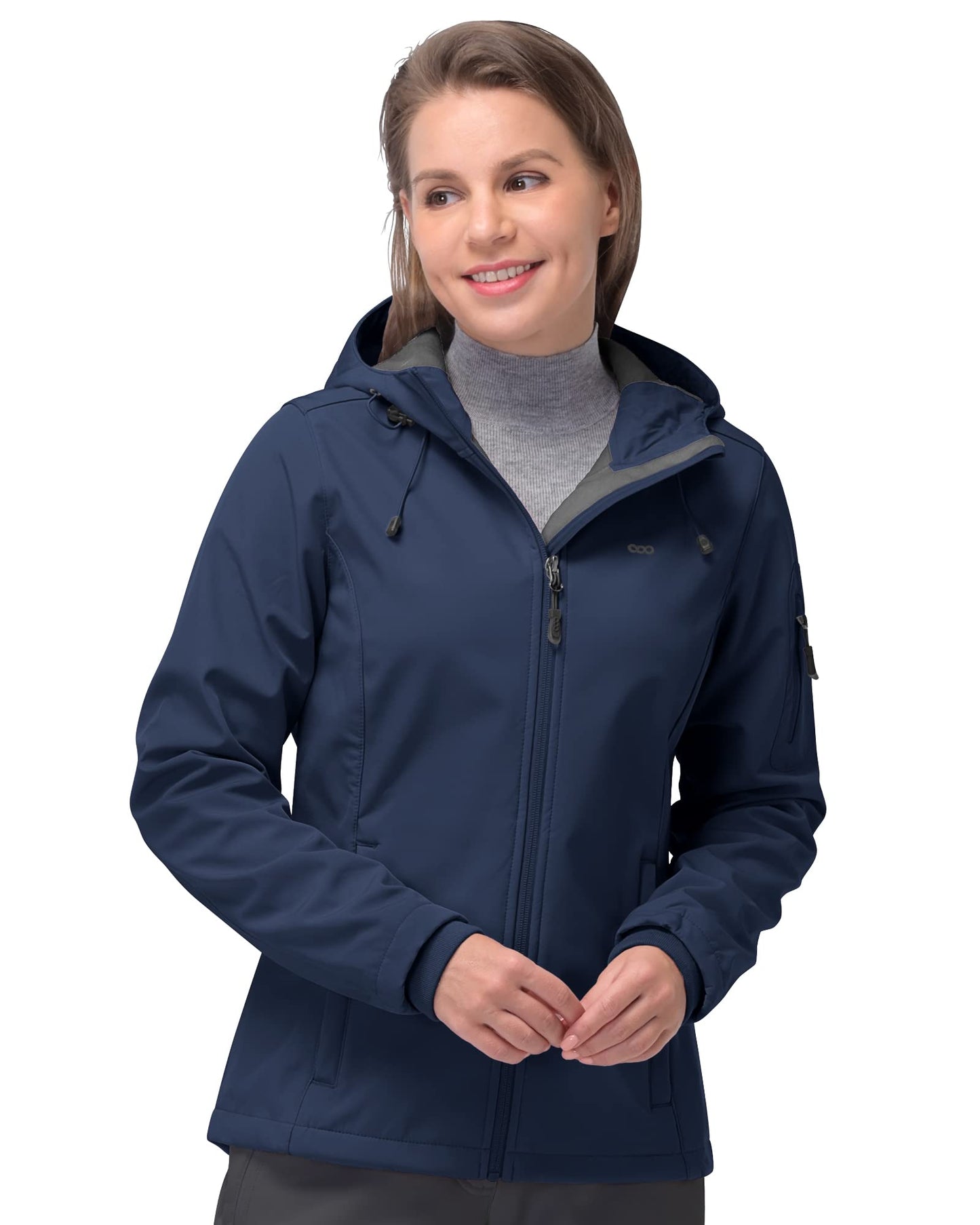 Women’s Fleece-Lined Softshell Jacket with Hooded Windproof Design