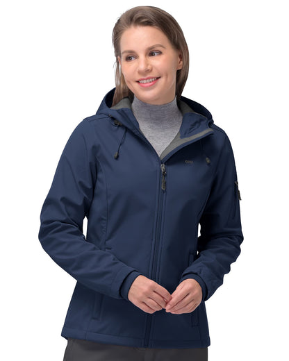 Women’s Fleece-Lined Softshell Jacket with Hooded Windproof Design