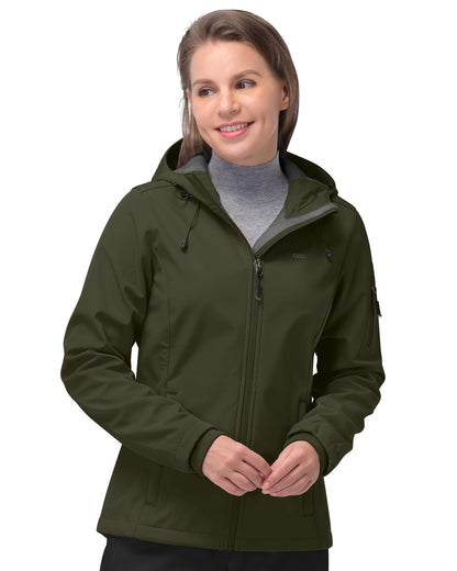 Women’s Fleece-Lined Softshell Jacket with Hooded Windproof Design