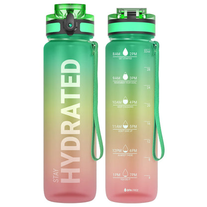 Motivational Leakproof Water Bottle with Time Marker & Wide Mouth Design