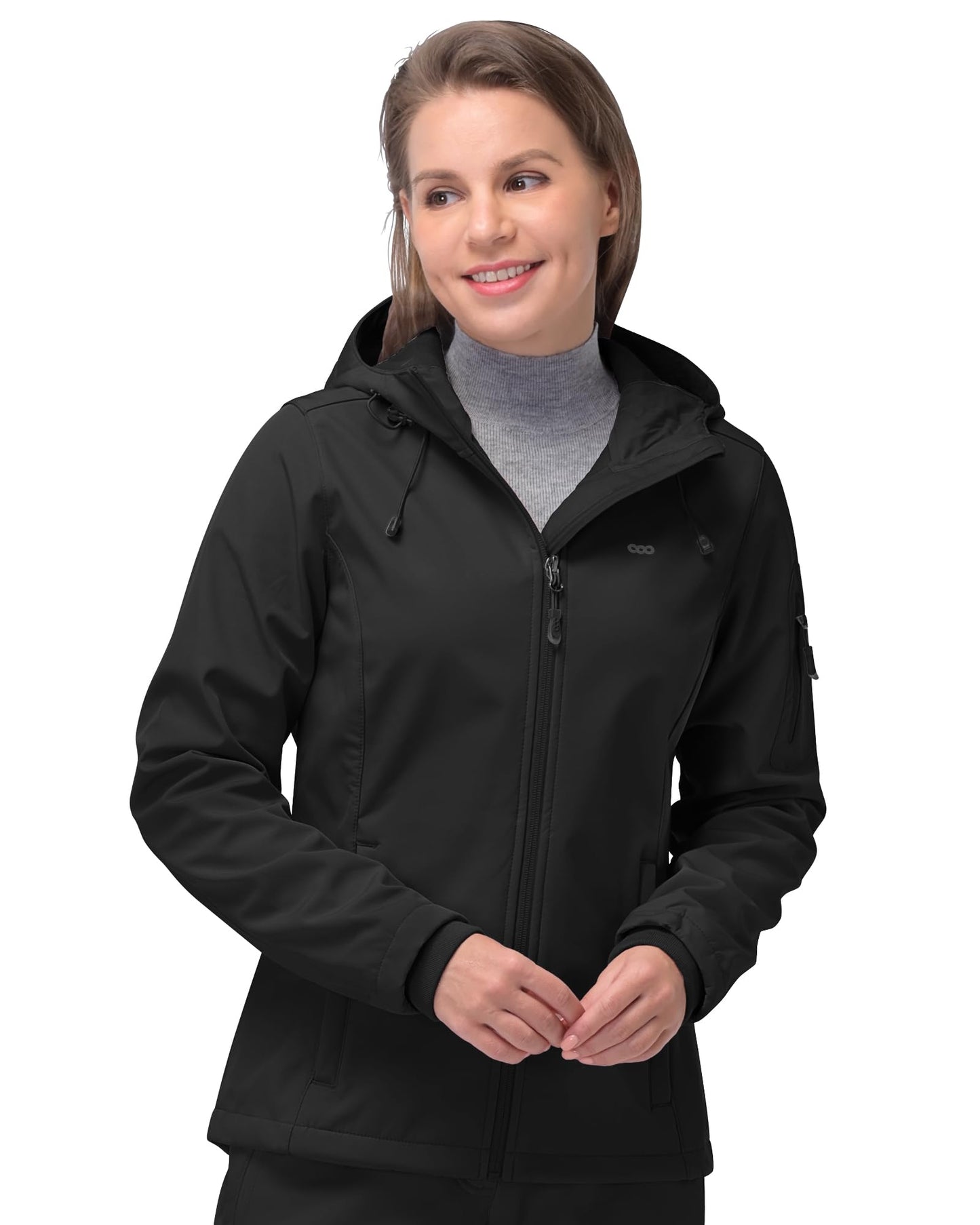 Women’s Fleece-Lined Softshell Jacket with Hooded Windproof Design