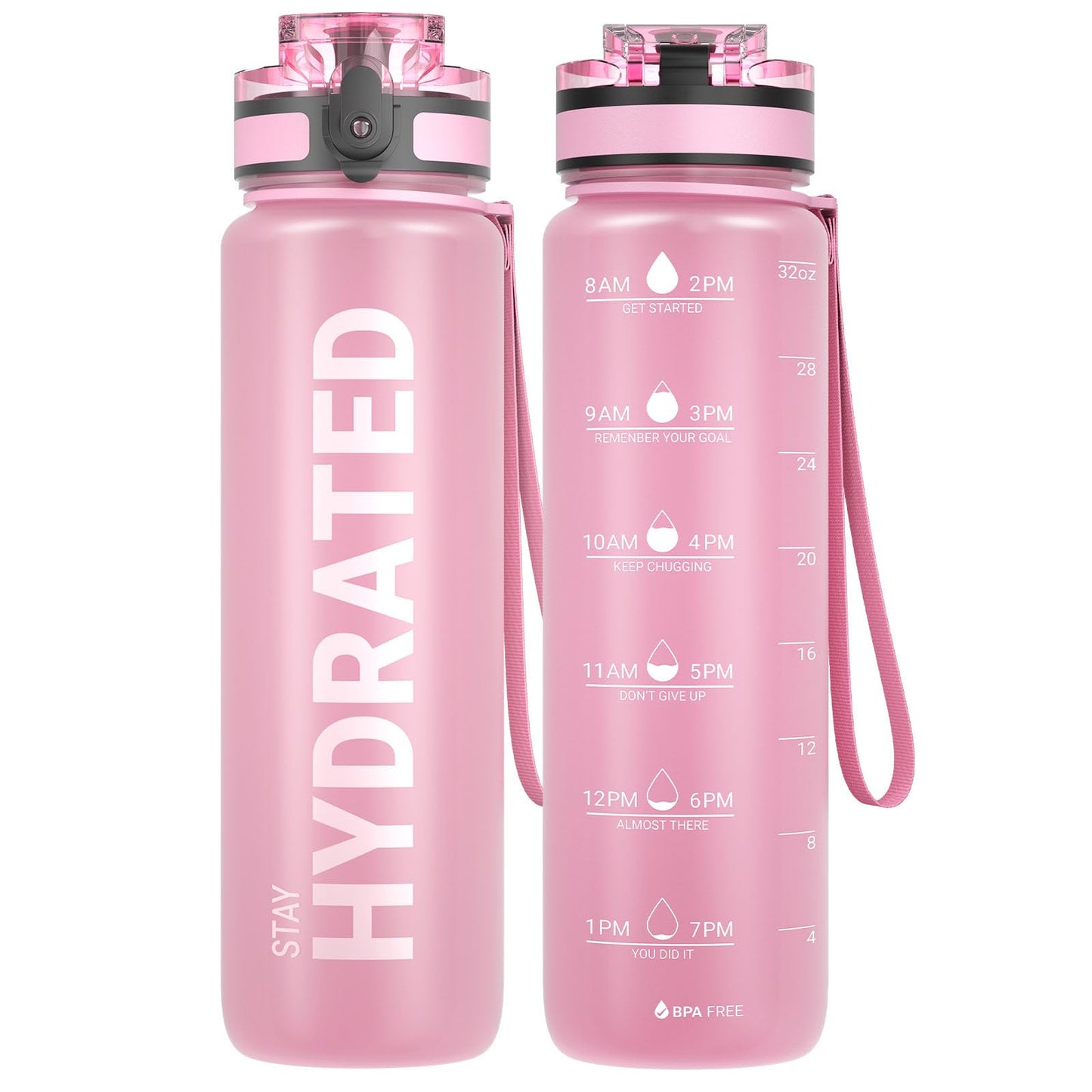 Motivational Leakproof Water Bottle with Time Marker & Wide Mouth Design