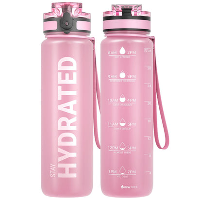 Motivational Leakproof Water Bottle with Time Marker & Wide Mouth Design