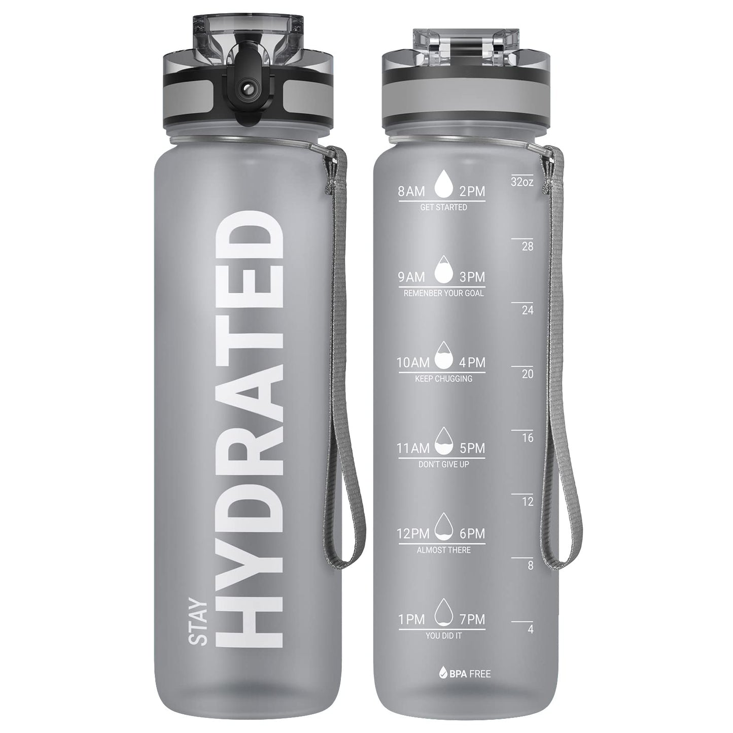 Motivational Leakproof Water Bottle with Time Marker & Wide Mouth Design