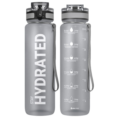 Motivational Leakproof Water Bottle with Time Marker & Wide Mouth Design