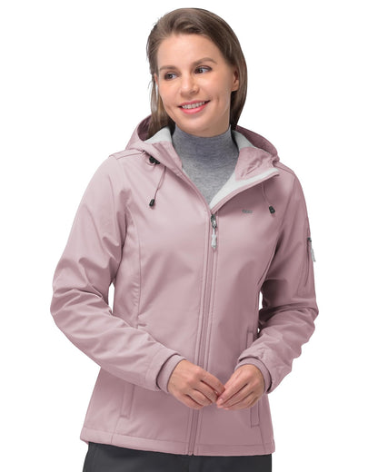 Women’s Fleece-Lined Softshell Jacket with Hooded Windproof Design