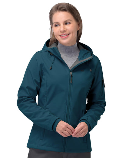 Women’s Fleece-Lined Softshell Jacket with Hooded Windproof Design