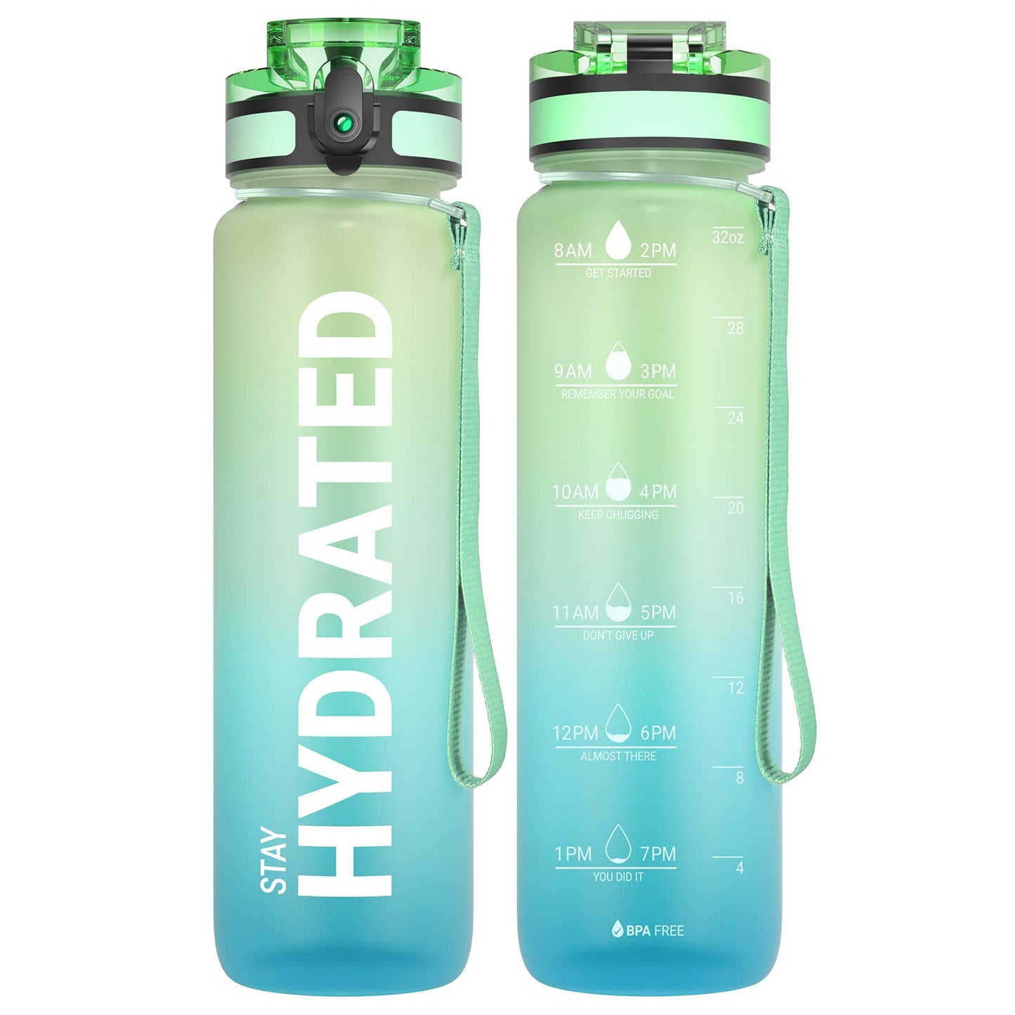 Motivational Leakproof Water Bottle with Time Marker & Wide Mouth Design