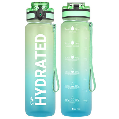 Motivational Leakproof Water Bottle with Time Marker & Wide Mouth Design