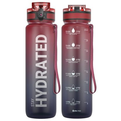 Motivational Leakproof Water Bottle with Time Marker & Wide Mouth Design