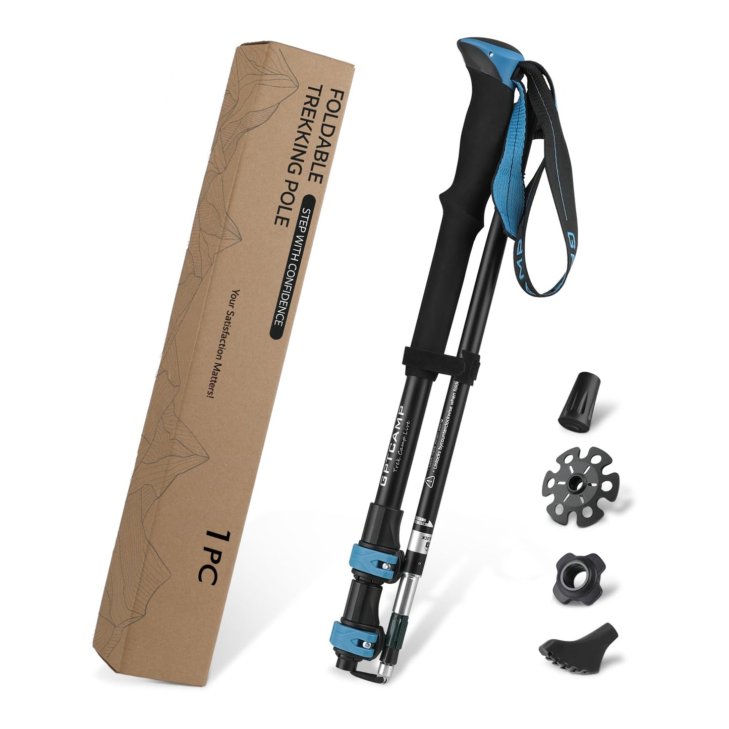 Collapsible Adjustable Trekking Pole with EVA Foam Grip for Hiking & Travel