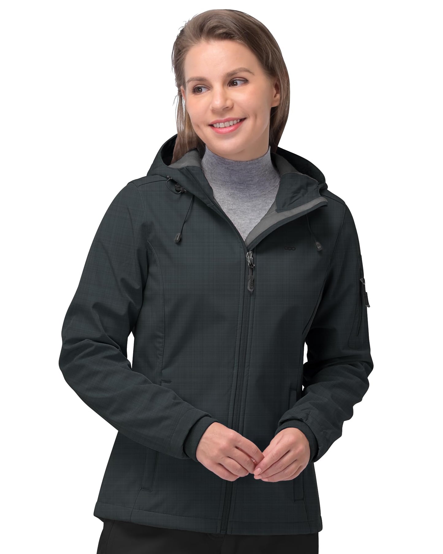 Women’s Fleece-Lined Softshell Jacket with Hooded Windproof Design