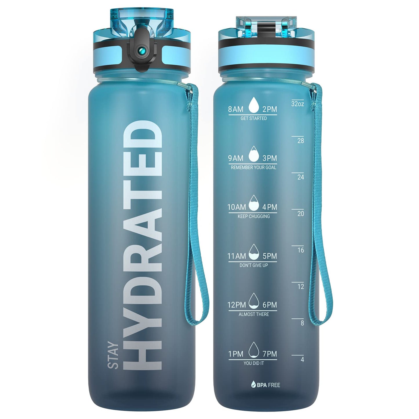 Motivational Leakproof Water Bottle with Time Marker & Wide Mouth Design