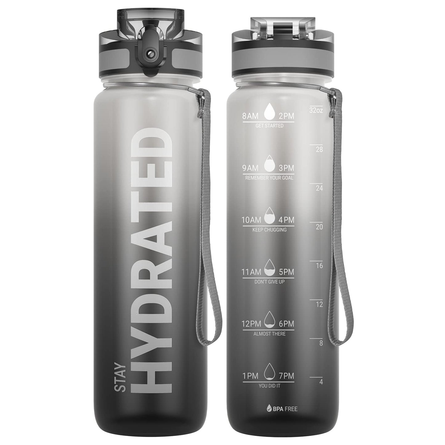 Motivational Leakproof Water Bottle with Time Marker & Wide Mouth Design