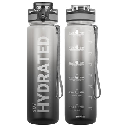 Motivational Leakproof Water Bottle with Time Marker & Wide Mouth Design