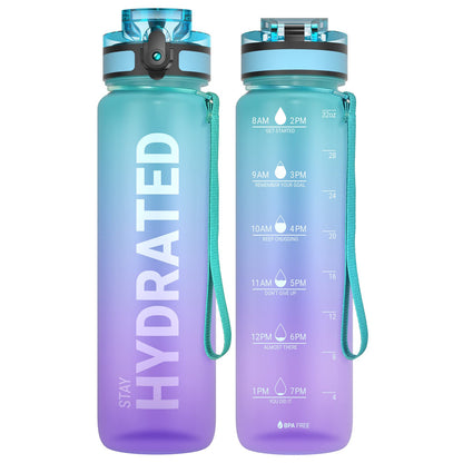 Motivational Leakproof Water Bottle with Time Marker & Wide Mouth Design