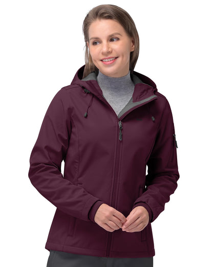 Women’s Fleece-Lined Softshell Jacket with Hooded Windproof Design