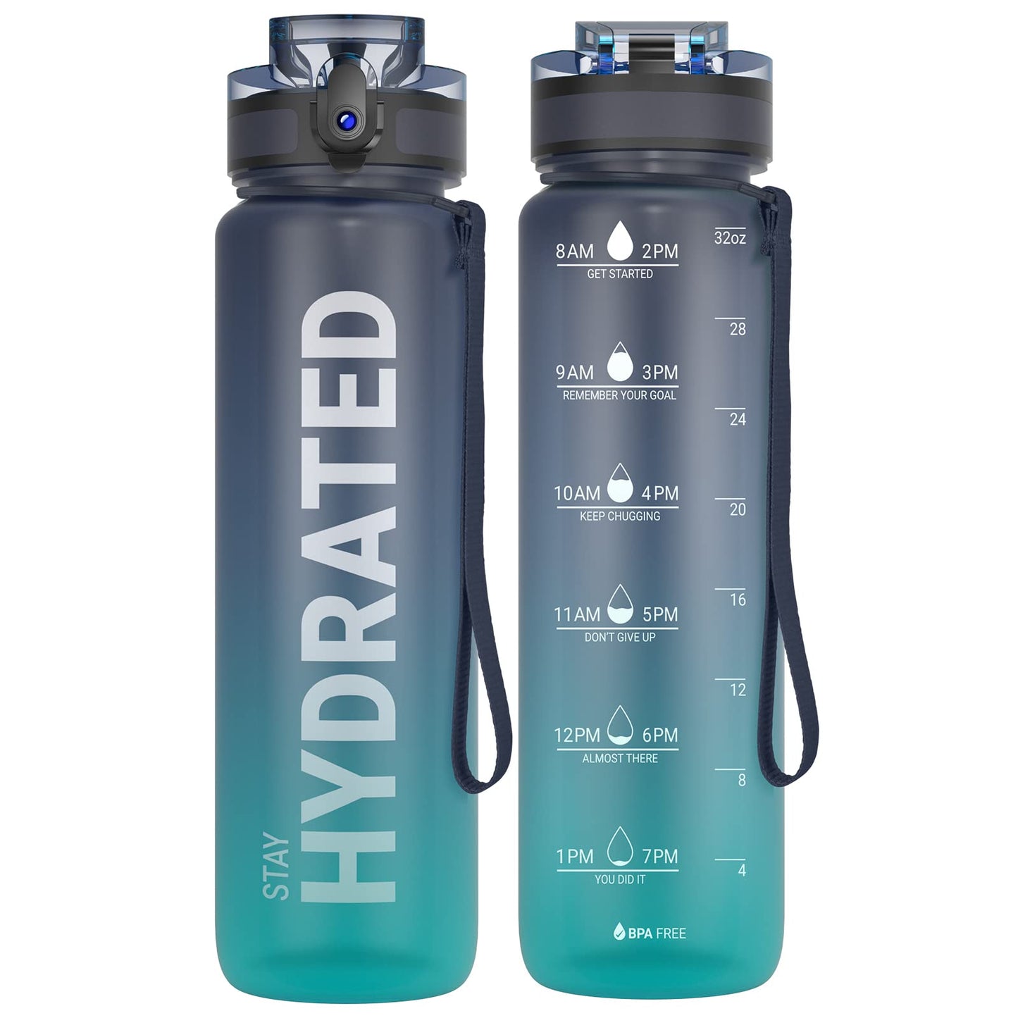 Motivational Leakproof Water Bottle with Time Marker & Wide Mouth Design