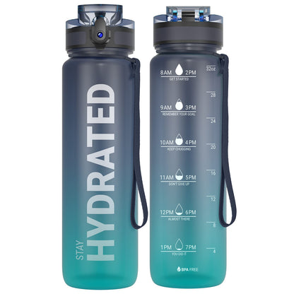Motivational Leakproof Water Bottle with Time Marker & Wide Mouth Design