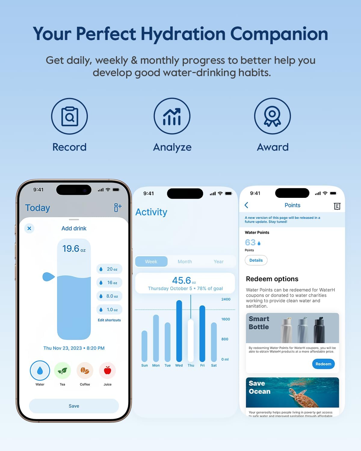 Smart Insulated Water Bottle with Hydration Reminder & Tracker