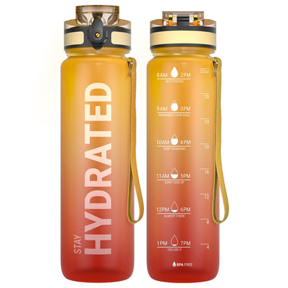 Motivational Leakproof Water Bottle with Time Marker & Wide Mouth Design