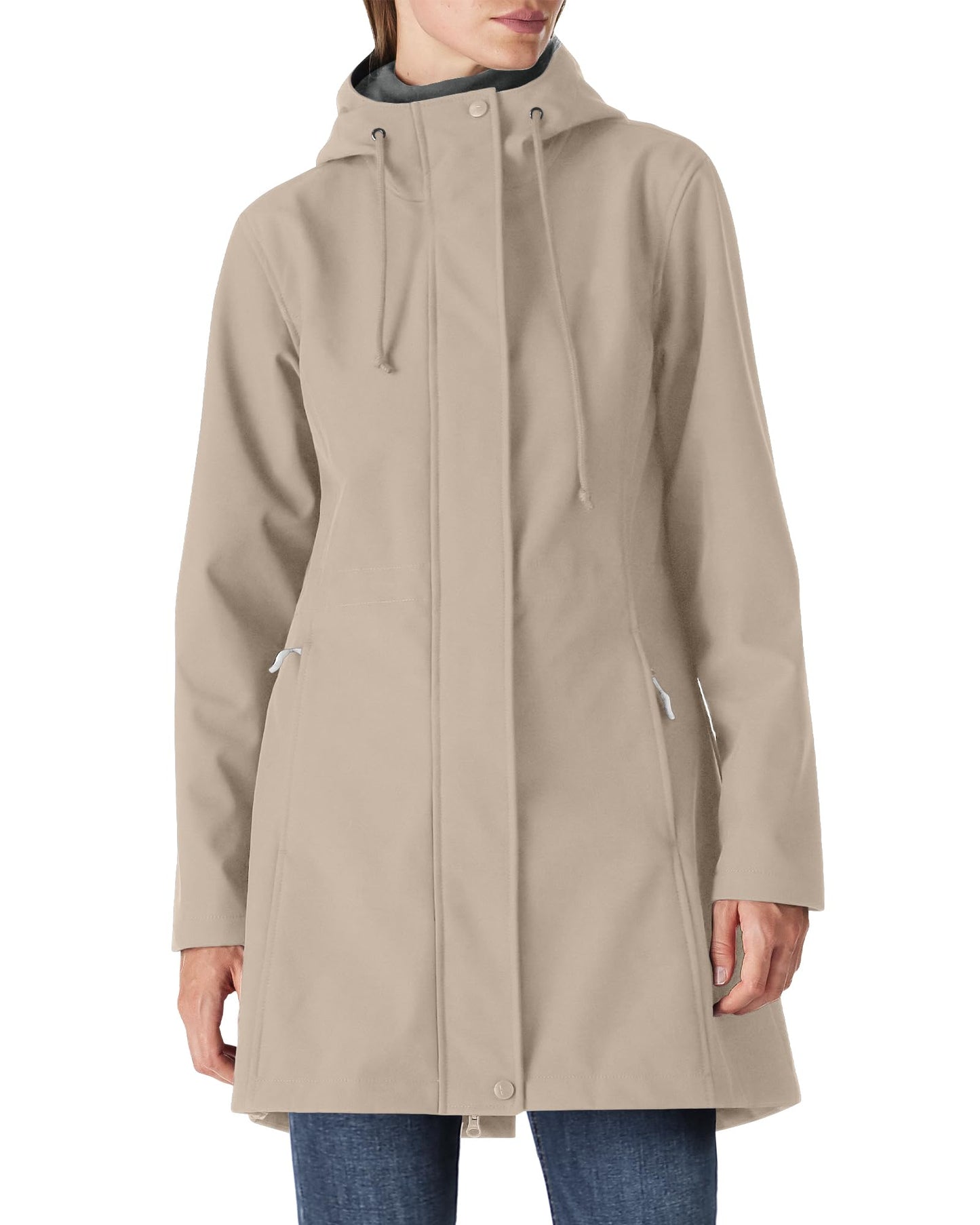 Women’s Lightweight Waterproof Fleece-Lined Softshell Rain Jacket with Hood