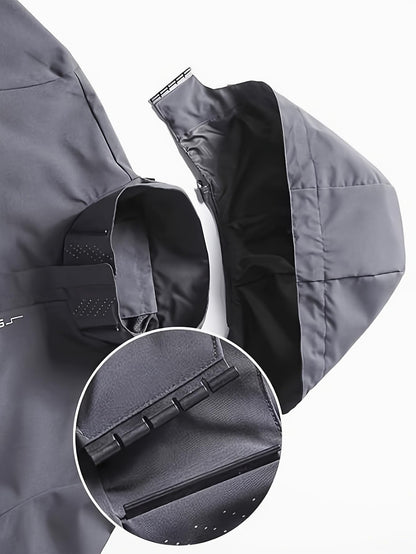Men’s Lightweight Waterproof Softshell Windbreaker Jacket with Hood & Zipper Pockets