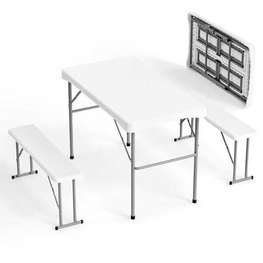 Folding Picnic Table Set with 2 Benches for Indoor & Outdoor Use