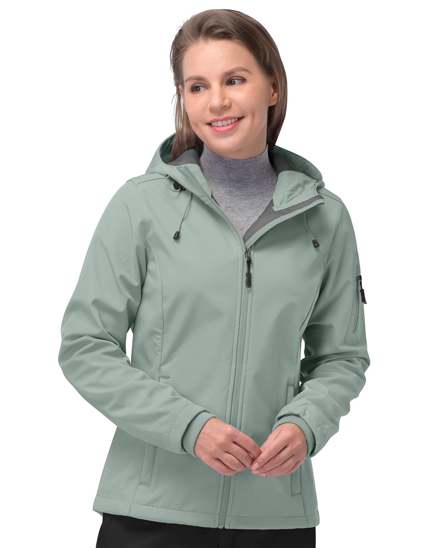 Women’s Fleece-Lined Softshell Jacket with Hooded Windproof Design