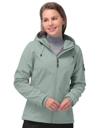 Women’s Fleece-Lined Softshell Jacket with Hooded Windproof Design