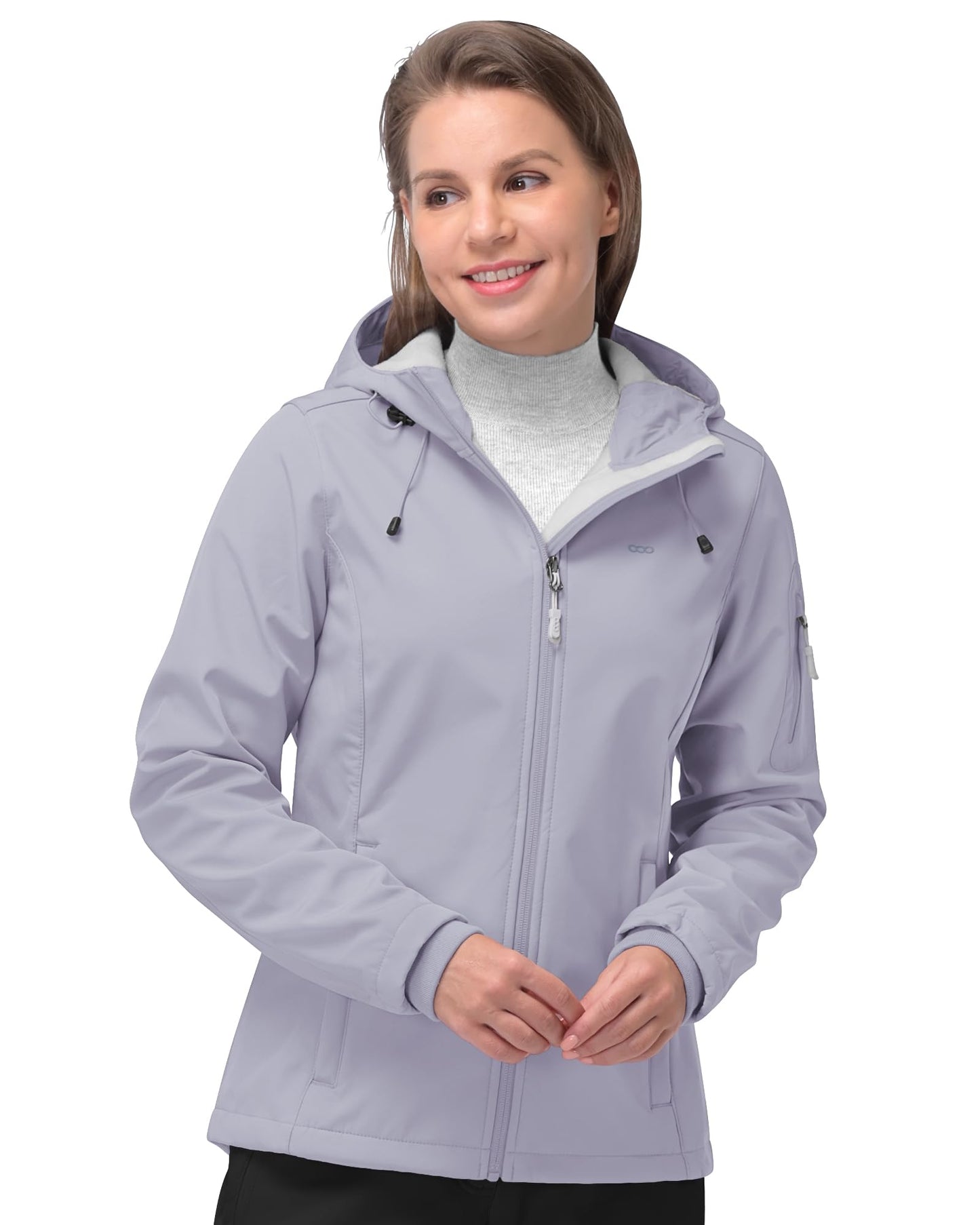 Women’s Fleece-Lined Softshell Jacket with Hooded Windproof Design