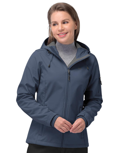 Women’s Fleece-Lined Softshell Jacket with Hooded Windproof Design