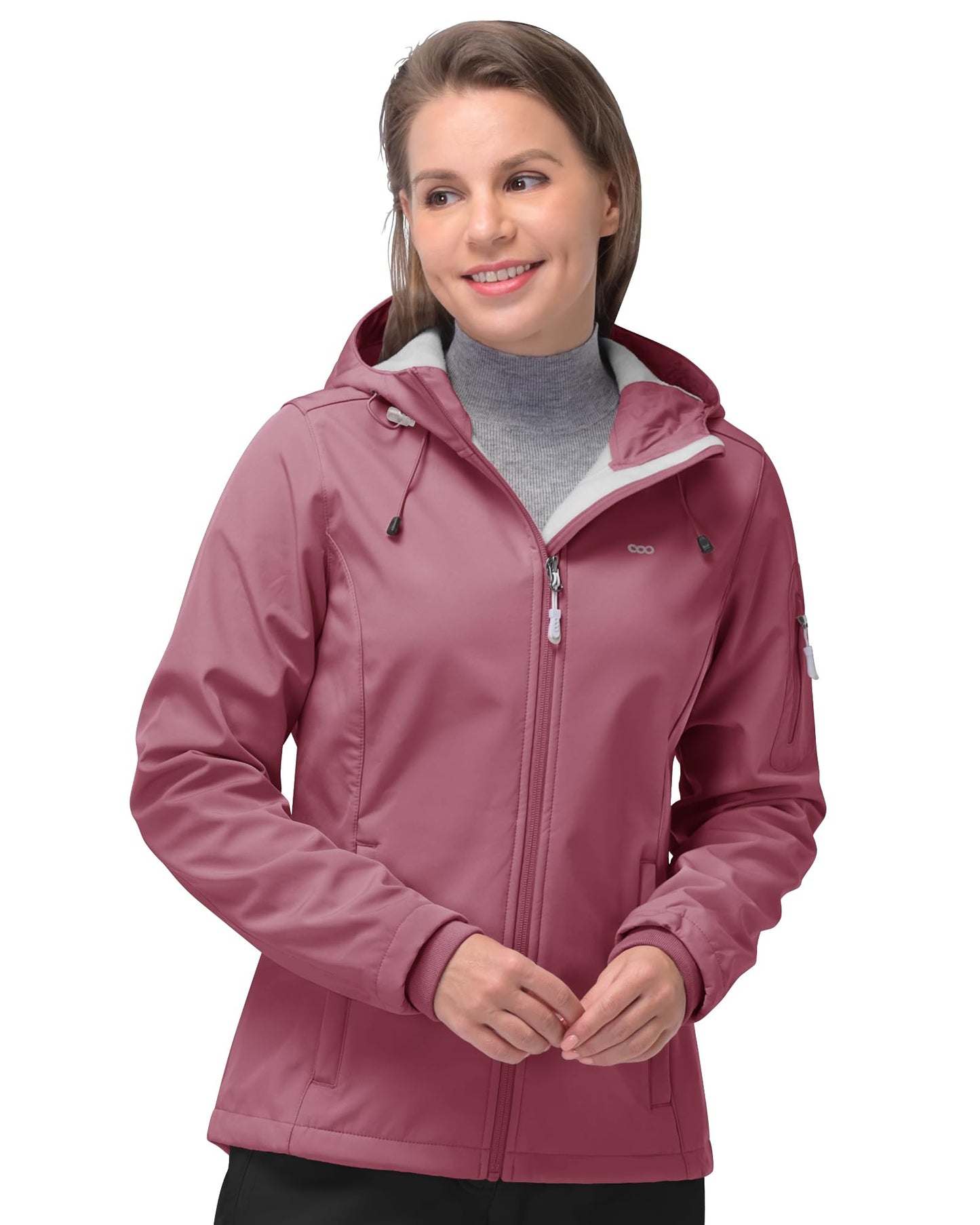 Women’s Fleece-Lined Softshell Jacket with Hooded Windproof Design