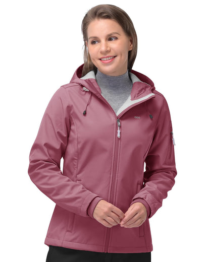 Women’s Fleece-Lined Softshell Jacket with Hooded Windproof Design