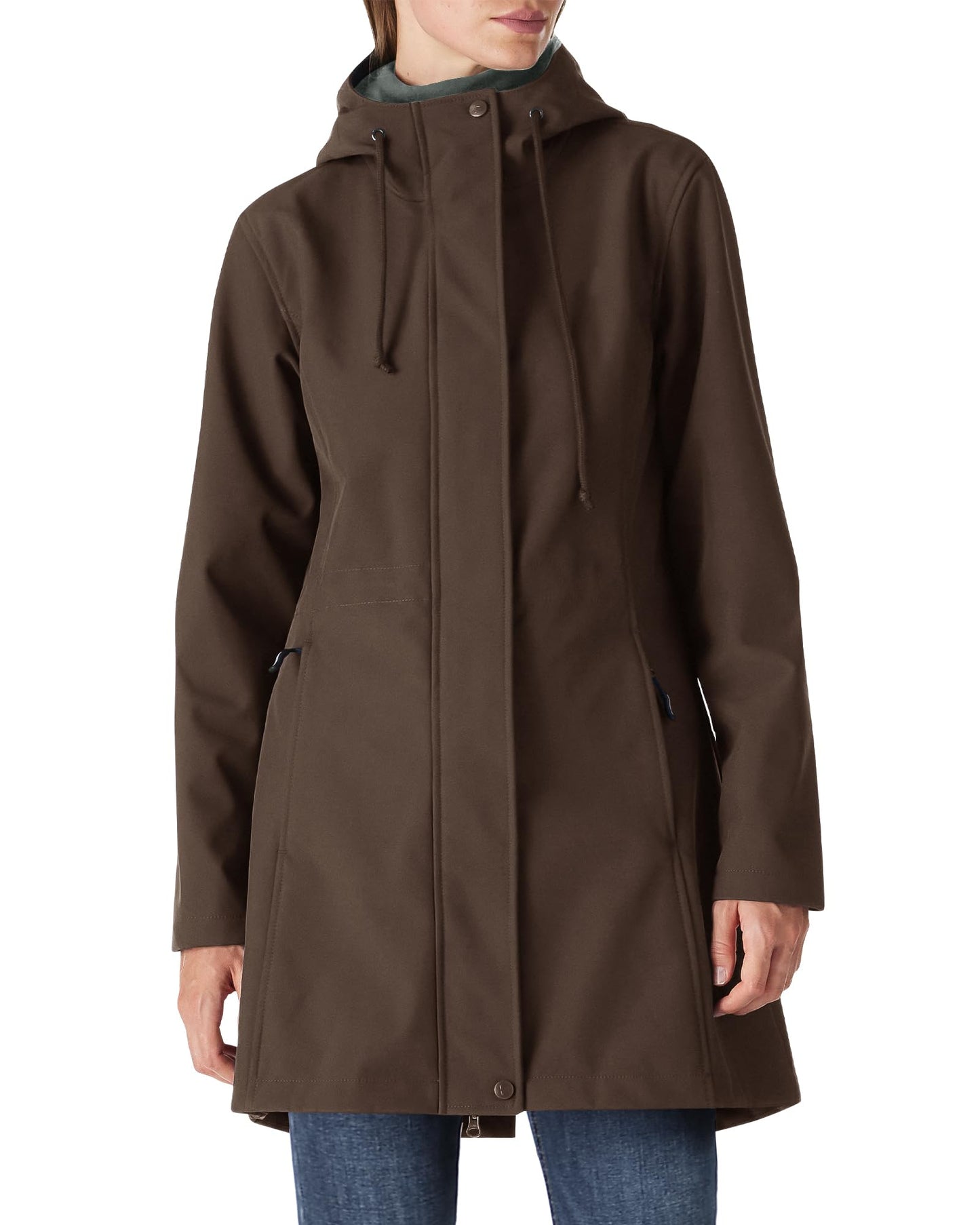 Women’s Lightweight Waterproof Fleece-Lined Softshell Rain Jacket with Hood