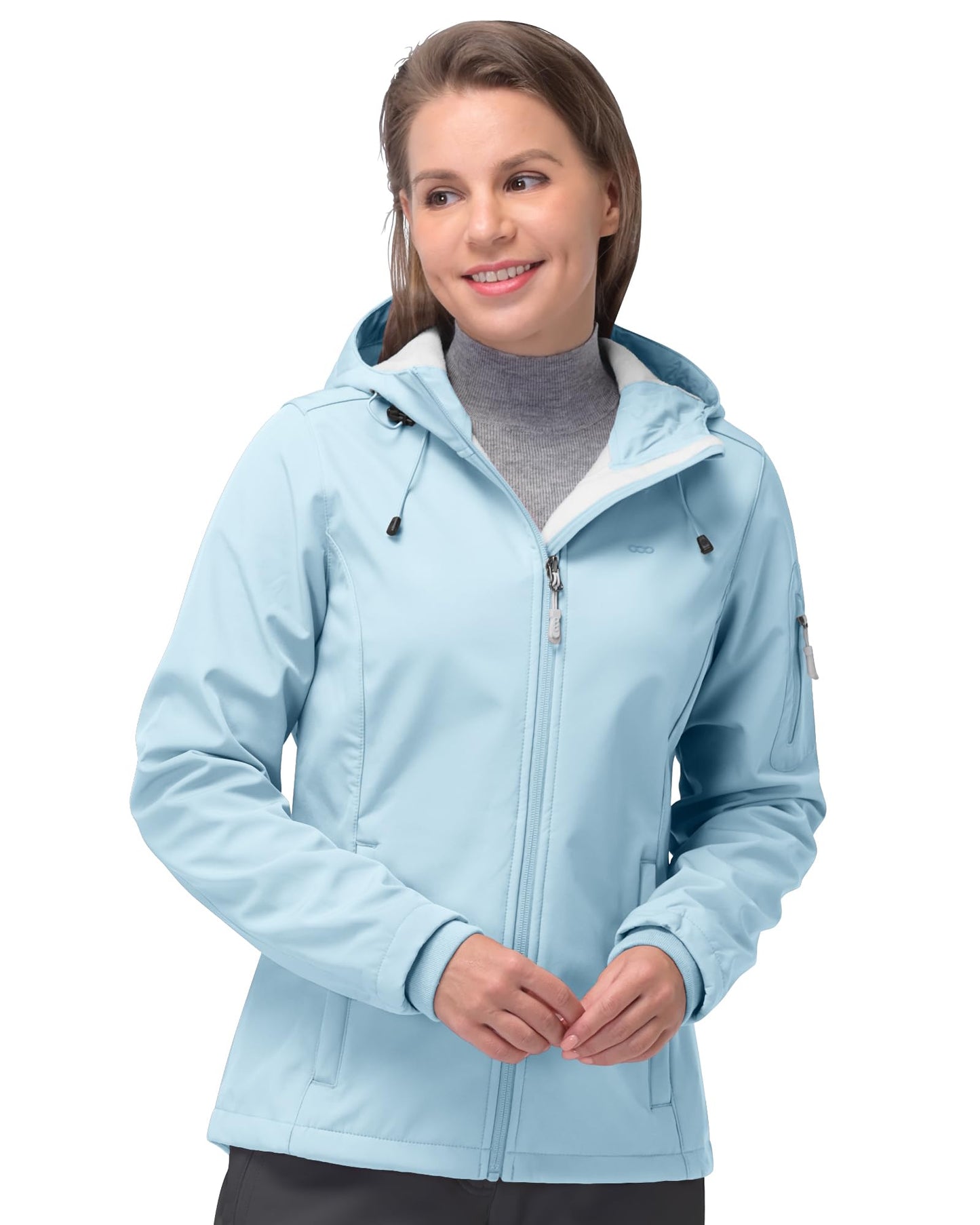 Women’s Fleece-Lined Softshell Jacket with Hooded Windproof Design